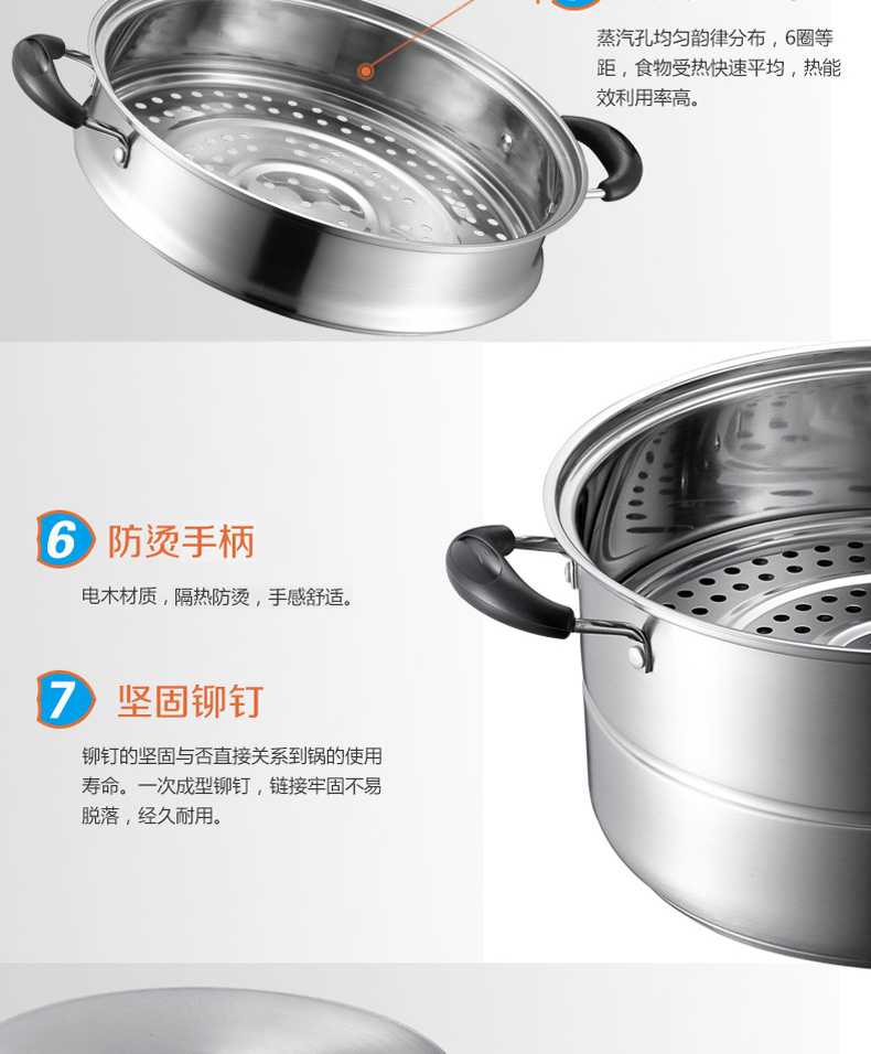 爱仕达蒸锅ASD三层304不锈钢蒸锅 加厚复底电磁炉通用QN1530