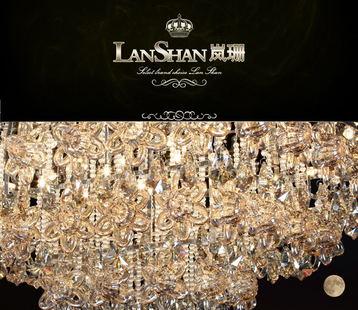 岚珊现代简约led吸顶灯具 客厅灯长方形水晶灯卧室灯饰X188