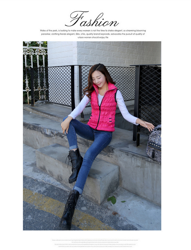 衣衣恋恋_2015年秋装新款马甲背心秋冬女短款时尚羽绒棉马夹坎肩潮JA004_25605 浅蓝色 均码