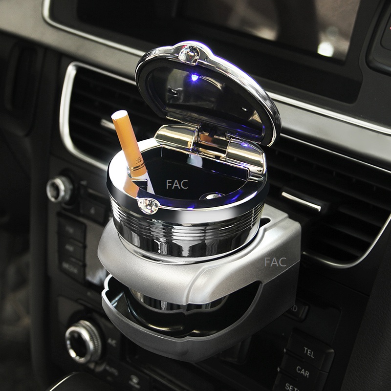 远燕车载烟灰缸带led夜灯汽车烟灰缸带灯车用烟灰缸办公桌烟灰缸车用