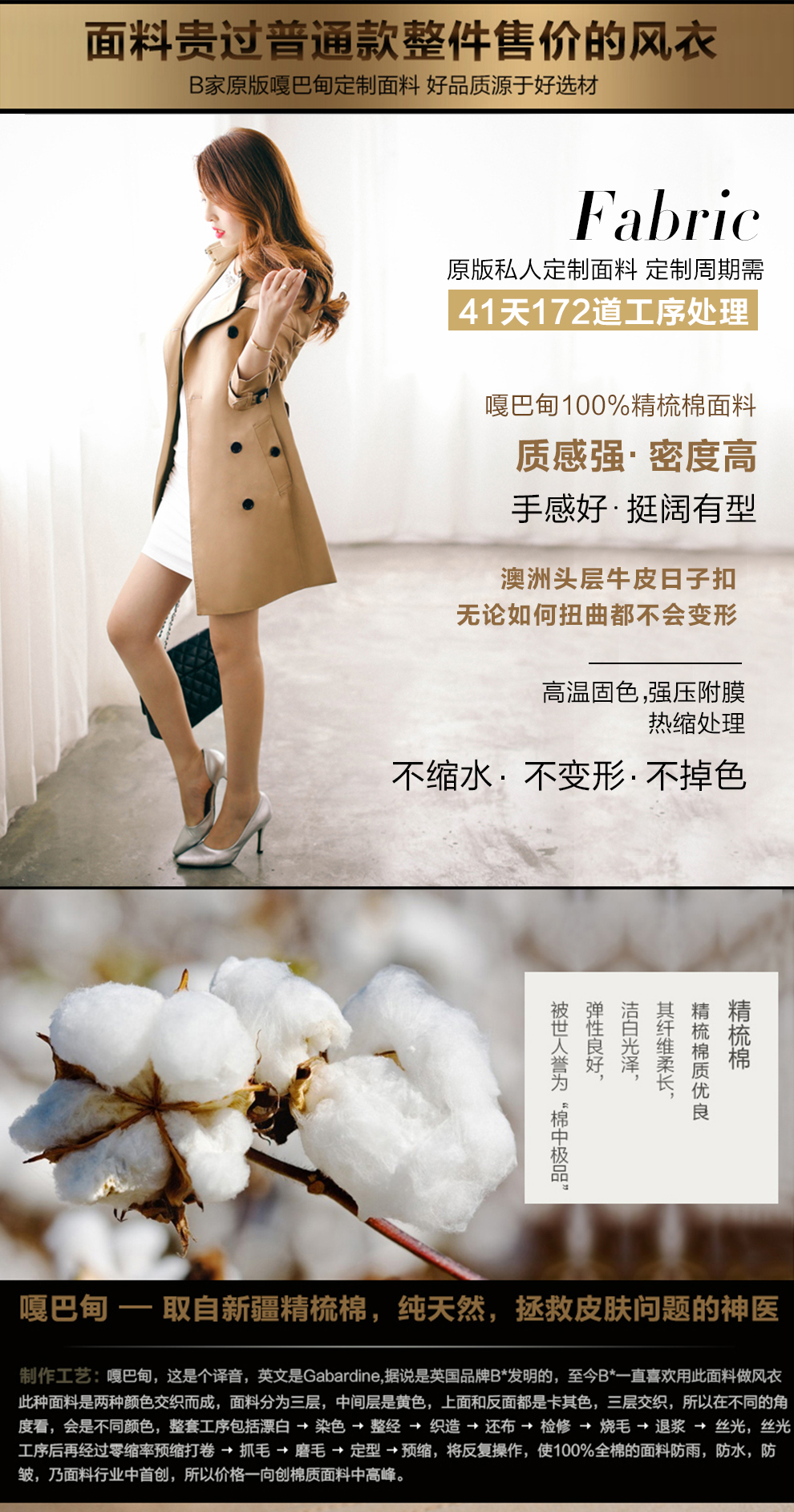 
                                        尚贵华秋装款欧美名媛风衣女中长款卡其色黑色外套双排扣翻领中长款帅气女式防风保暖大衣 A款卡其色 S  建议80-90斤                