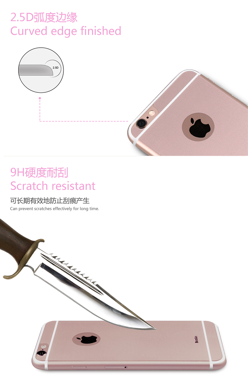 Benks 苹果6s钢化玻璃高清手机贴膜 适用于苹果6s/iPhone6s/6s Plus (0.3mm)钢化背膜-泡芙小姐【5.5英寸】