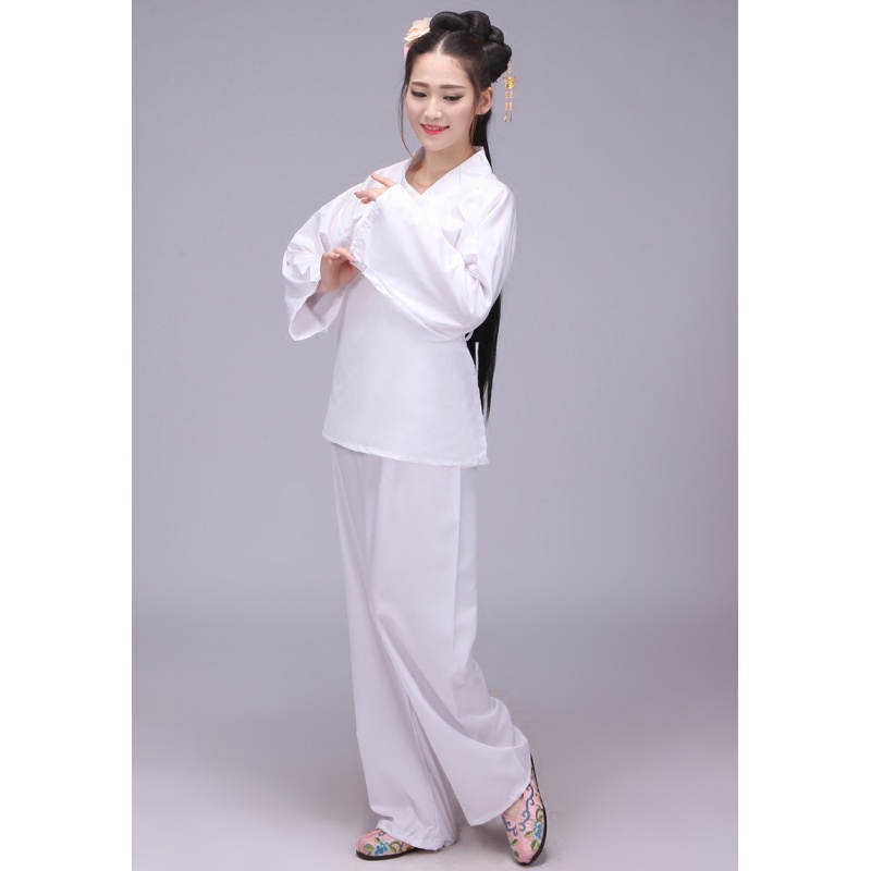 古装武侠内衣里衣睡衣斜领汉服中衣汉唐古装寝衣中式婚服内衣hk 白色