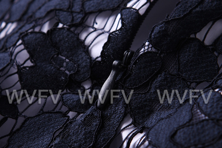 WVFV 2015秋装新款欧美假两蓝色宽松A字圆领镂空长袖蕾丝衫女 T5240 深蓝色 8