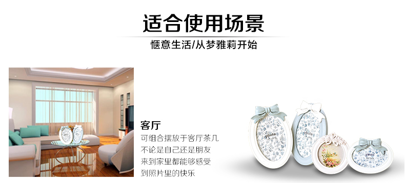 梦雅莉 韩式树脂创意婚纱照相框相片架摆台7寸56寸8寸10寸A412寸16寸20寸 3.5寸心形灰色 灰姑娘韩式蝴蝶结相框