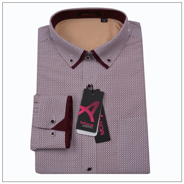 正品猫人保暖衬衫 加绒加厚商务休闲浅色提花男士保暖衬衣th1032 1051