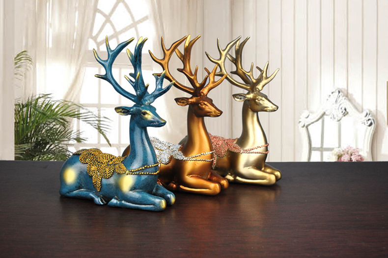 欧式招财鹿摆件家居饰品客厅电视酒柜装饰品创意工艺摆设开业礼品