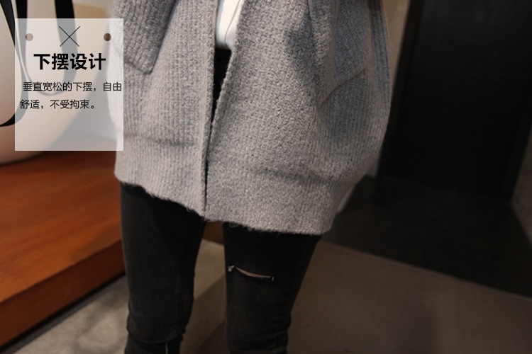 素扬针织衫女开衫毛衣外套打底衫女中长款小外套长袖5505 灰 色 S