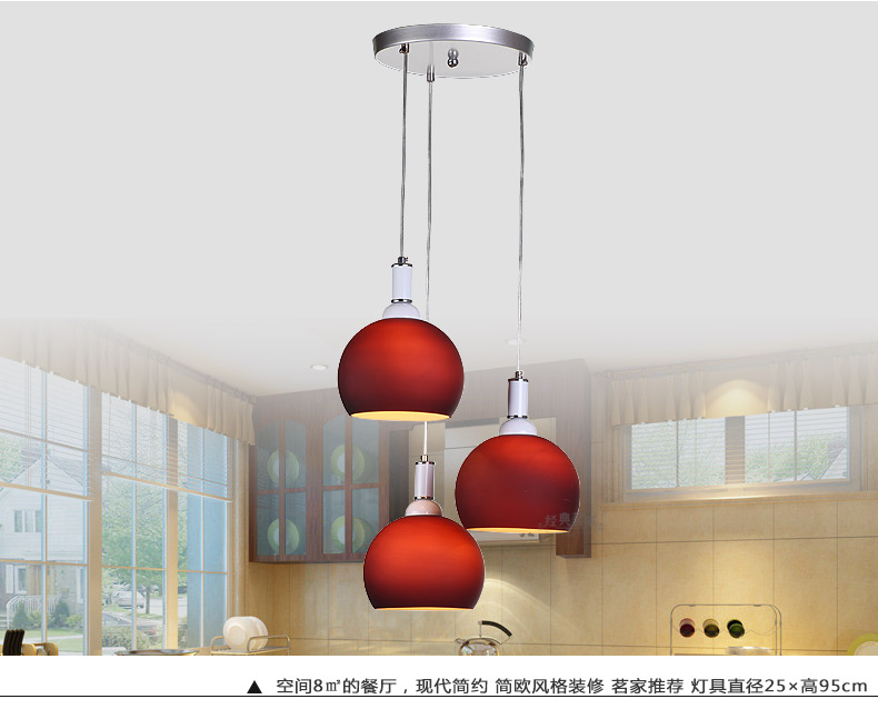茗家灯饰现代简约吊灯led餐厅灯3头水晶灯具饭厅灯卧室餐吊灯8867 灯具/不带灯泡