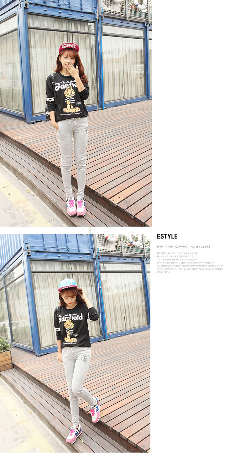 菲时力 2015新款韩版经典小脚运动休闲棉质显瘦长女裤XM-2FB105-A_K602 浅灰色 S
