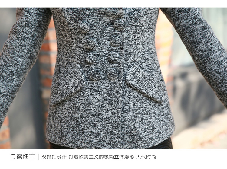 
                                        网奕女装2016新款中长短款修身毛呢大衣外套女 LMYRA26 浅灰色 M                
