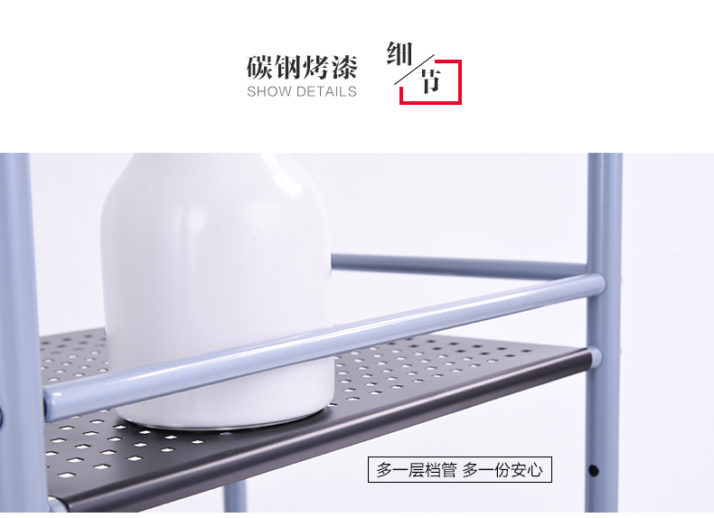 
                                        梦田 厨房置物架 微波炉架 烤箱架厨房收纳架 不锈钢收纳架 带万向轮火锅店菜架 厨房用品 烤漆黑40*32*75cm三层                