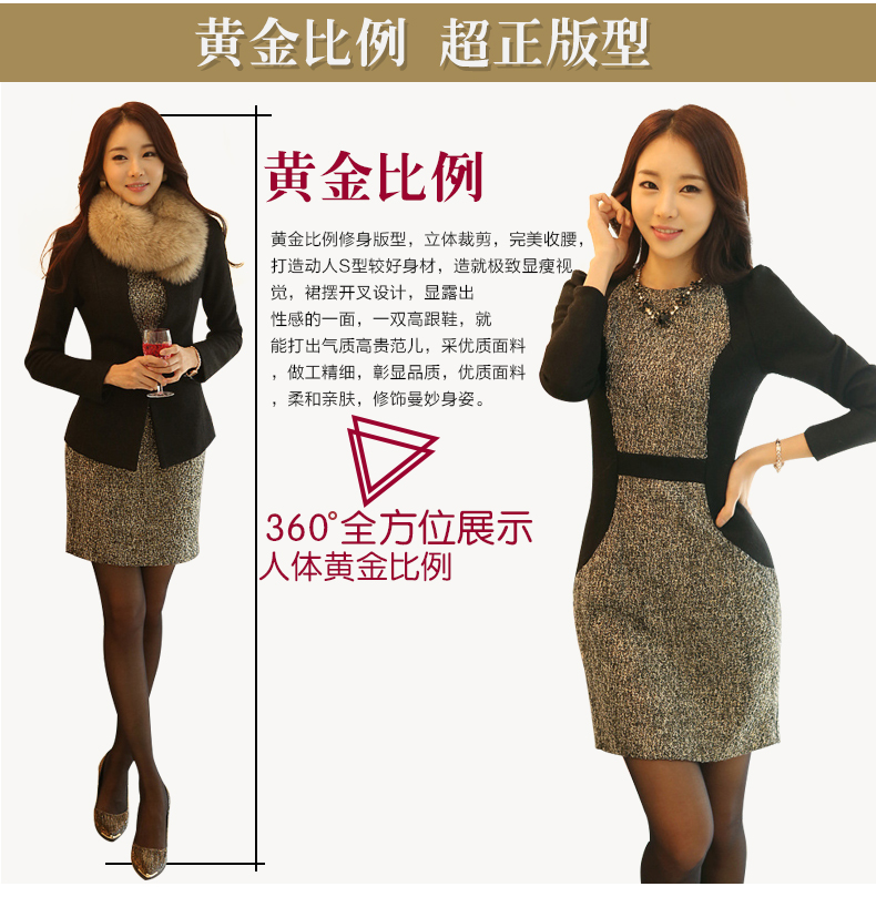 蒂妮佳2015冬装新款淑女修身包臀OL长袖职业显瘦加绒连衣裙冬加厚 8605 加绒款 M