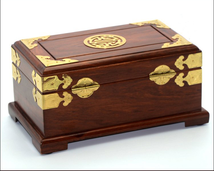 艺品印象 红木首饰盒 送爱人木雕首饰箱花梨木梳妆盒 草花梨收纳结婚