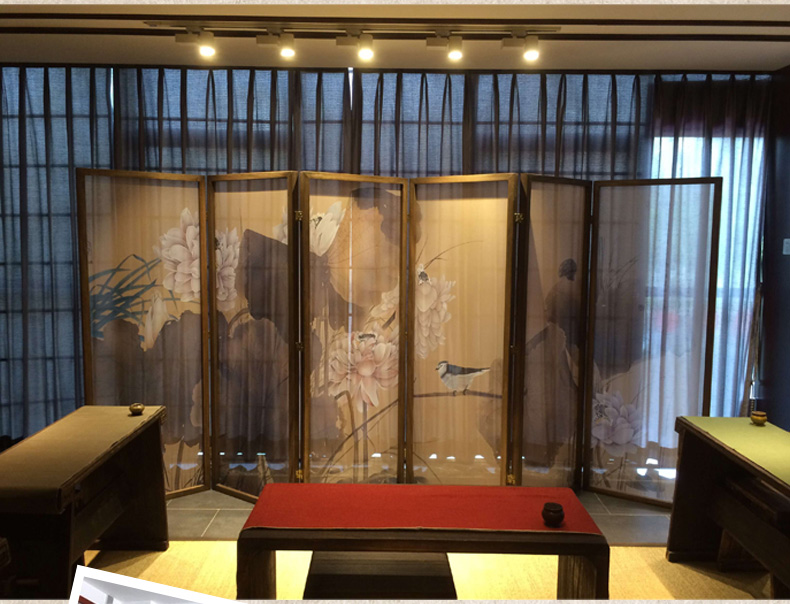 
                                                            睿泽の家 定制屏风隔断 新中式客厅卧室玄关隔断双面实木座屏 五福临门 胡桃木不透明（下单备注边框颜色） 宽80*高180CM                