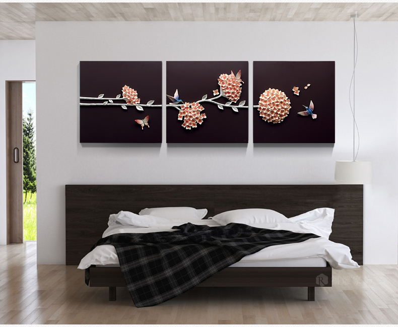 
                                                            福雕家饰工艺画3d立体浮雕画沙发背景墙壁画简约现代客厅装饰画卧室玄关走廊过道三联挂画花团锦簇 花团锦簇  竖版 60cm*60cm*3联                