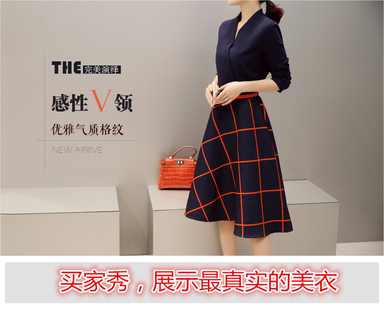 婼黛芬2016新款女装显瘦连衣裙秋冬长袖0326 大红色 L