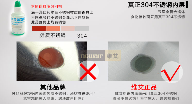 
                                        维艾炒锅不粘锅电磁炉不锈钢无油烟炒菜锅无涂层无烟不沾锅具32cm                
