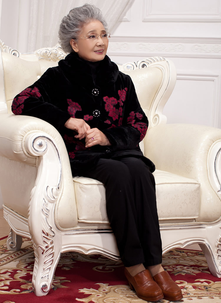 中老年人老太太上衣奶奶秋装外套70岁60金丝绒冬季棉衣80老妈妈装