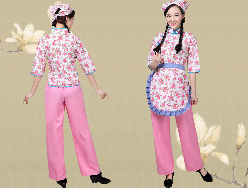 阿庆嫂演出服2018新款中老年秧歌服舞蹈采茶女成人村姑服装 老款