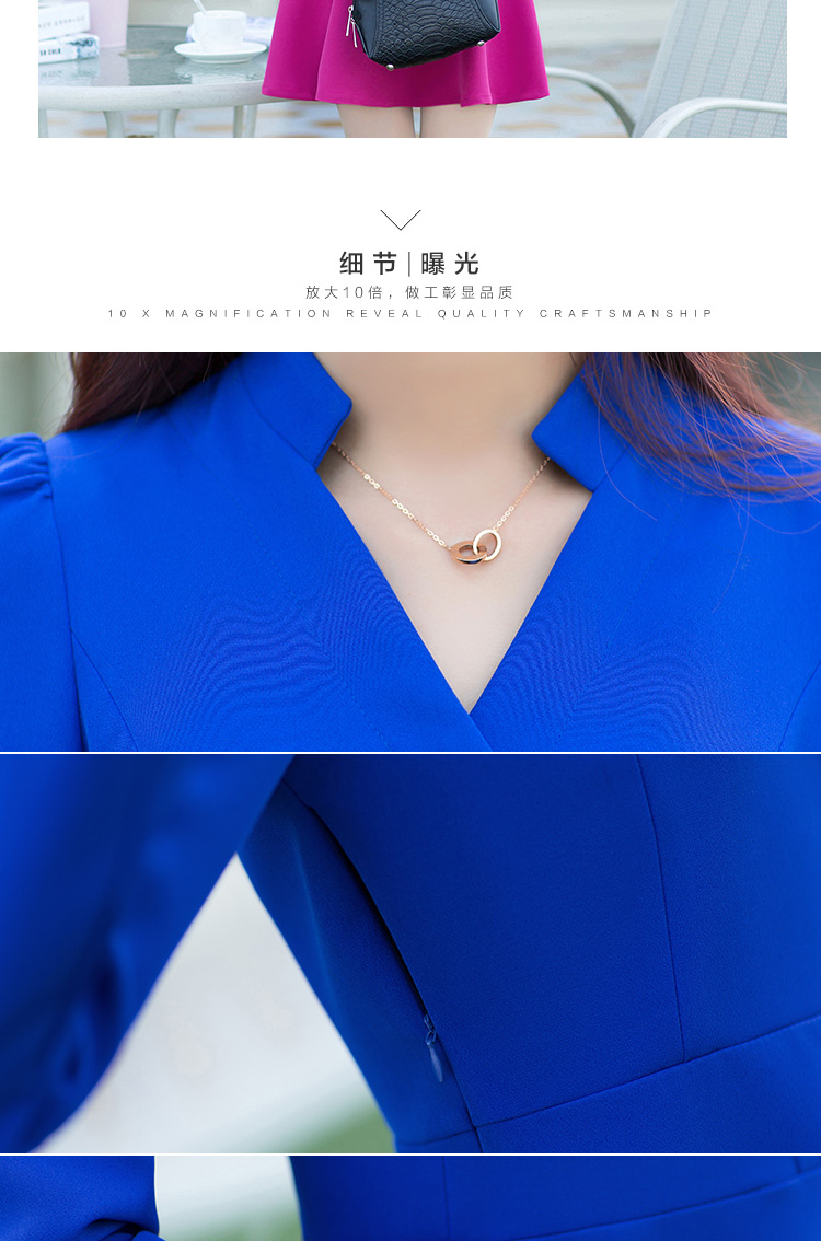 银凯丽2016春新款连衣裙 雪纺时尚A字裙 纽扣深V长袖打底裙女8167 红色 M