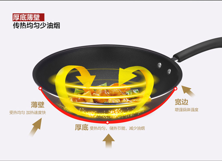 
                                        
                                                            爱仕达（ASD）炒锅少油烟不粘锅轻便型电磁炉通用炒菜锅平底煎锅送木铲30cm NWG8330E 30cm                