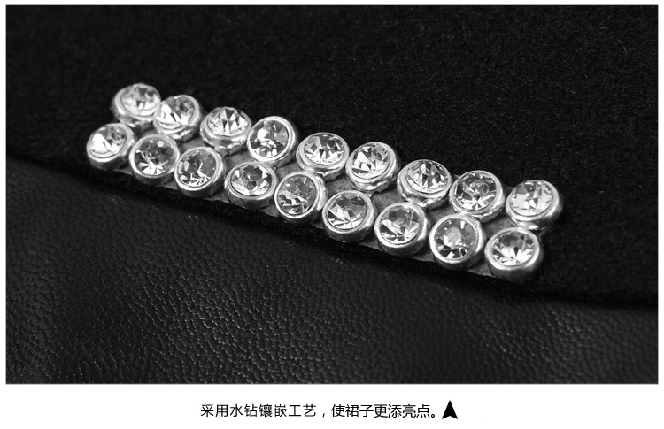 玻尔思曼 半身裙2015冬装 韩版纯色皮革拼接毛呢包臀短裙 女 黑色 M(2尺1)毛呢
