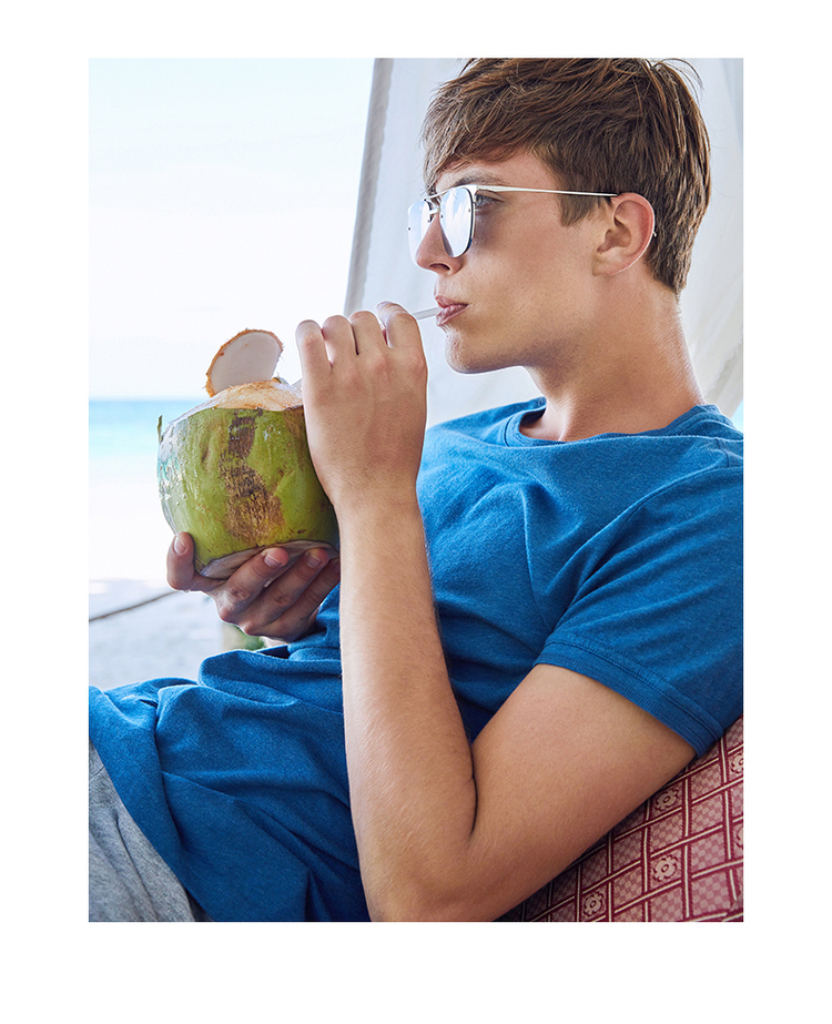 棉先生男装2018秋季新款男士色纺纱短袖t恤 纯棉圆领体恤男纯色 薄荷