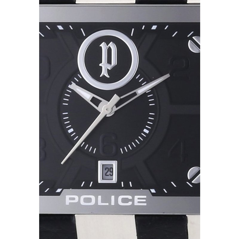 police)男式12551js/02黑皮带日历方表盘时尚潮流休闲夜光石英手表