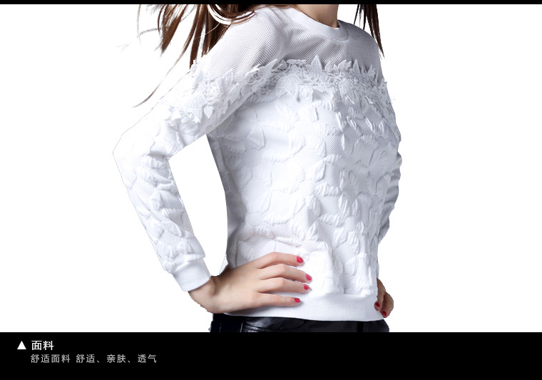 ZK欧美女装 2015秋季新品纯色套头卫衣简约通勤修身上衣长袖圆领宽松显瘦女 白色 L