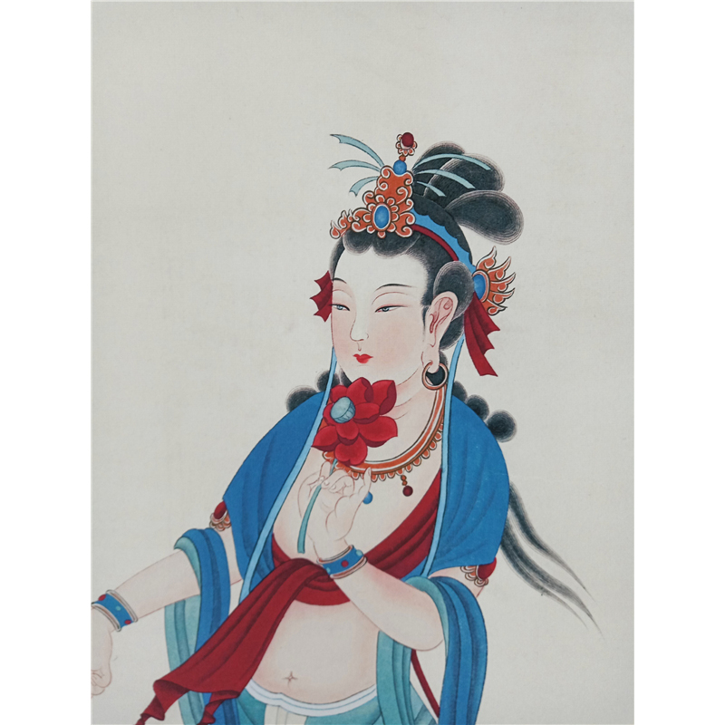 姿翰超高清微喷装饰画张大千临摹敦煌观音菩萨飞天像纸本工笔人物118x
