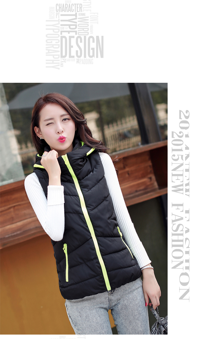 阿诗妮2015秋冬新款韩版修身时尚连帽马甲短款棉服女902 红色 XXXL