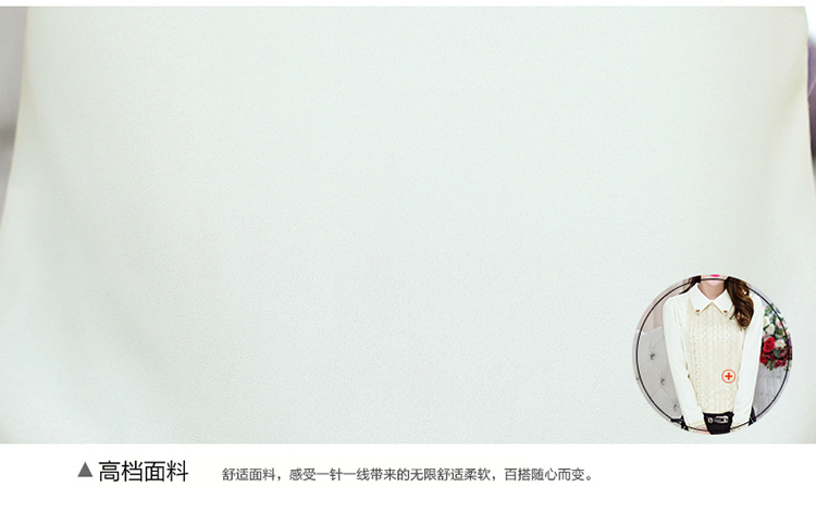 秋水再度2015秋季新款韩版翻领长袖OL通勤蕾丝雪纺衫打底AX807 图片色 L