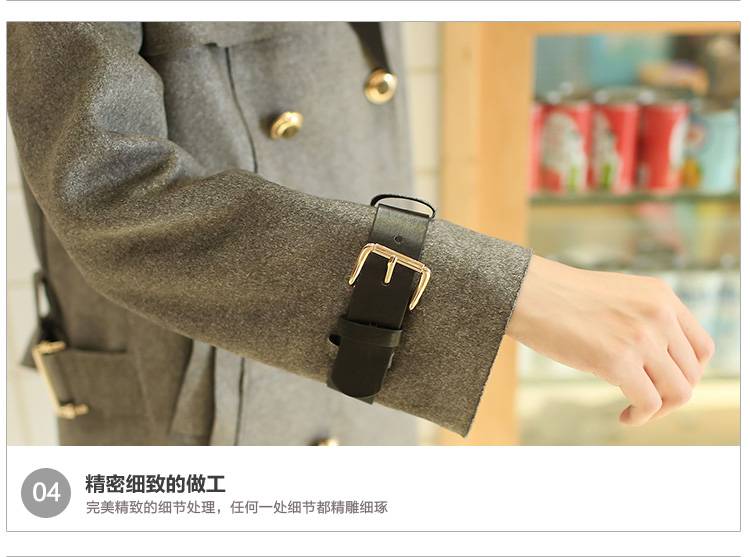 沐沐胡同鹿皮绒外套女2015秋冬中长款风衣修身显瘦双排扣大衣 灰色 XXL