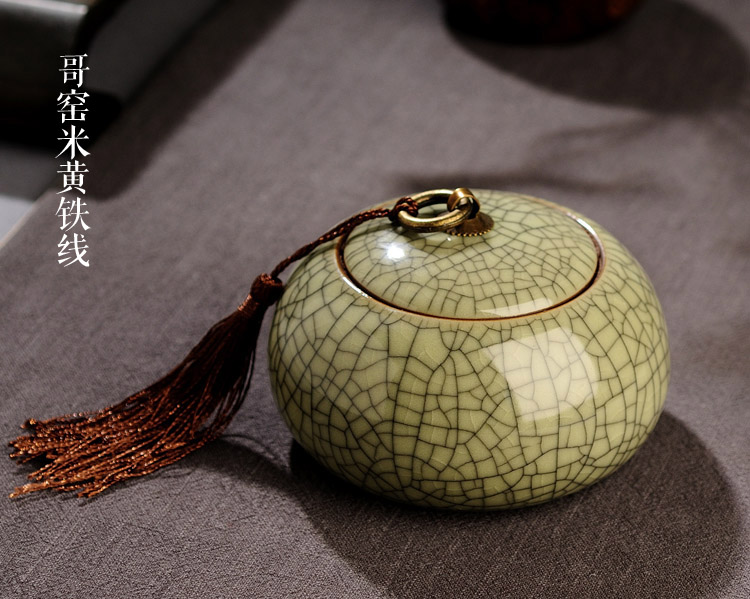 
                                                            品道家居 青瓷茶叶罐 陶瓷密封罐醒茶罐 存储茶罐 哥窑粉青铁线                