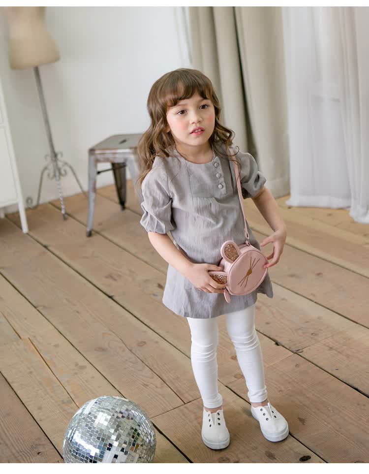 2016夏季新款韩国童装韩版麻棉连衣裙淑女夏装舒适女童童裙857 灰色 5