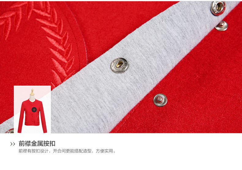 欧昵雪2015秋冬新款简约百搭坎肩欧美时尚潮流长袖短款毛呢外套女 红色 S