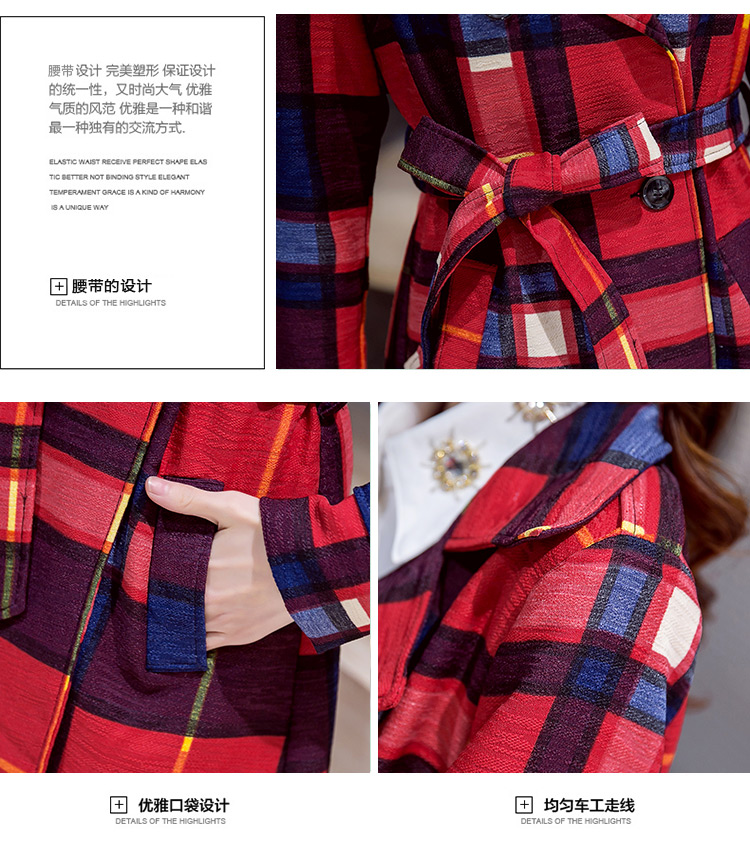 森芭图秋季风衣外套女2015秋新款韩版修身显瘦双排扣中长款长袖气质女式风衣外套A092 深蓝色 XL