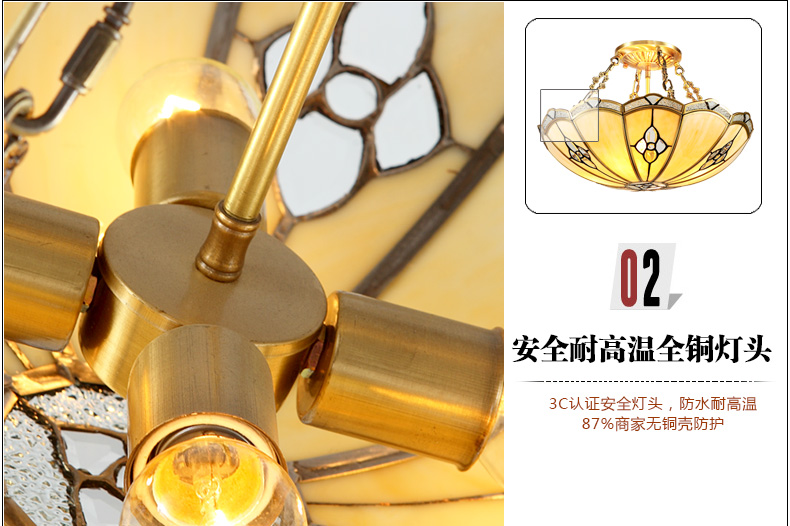 月影凯顿 高贵温馨欧式卧室灯简约书房灯美式全铜半吸顶灯个性雕花造型灯饰 4灯-直径45cm-高45cm