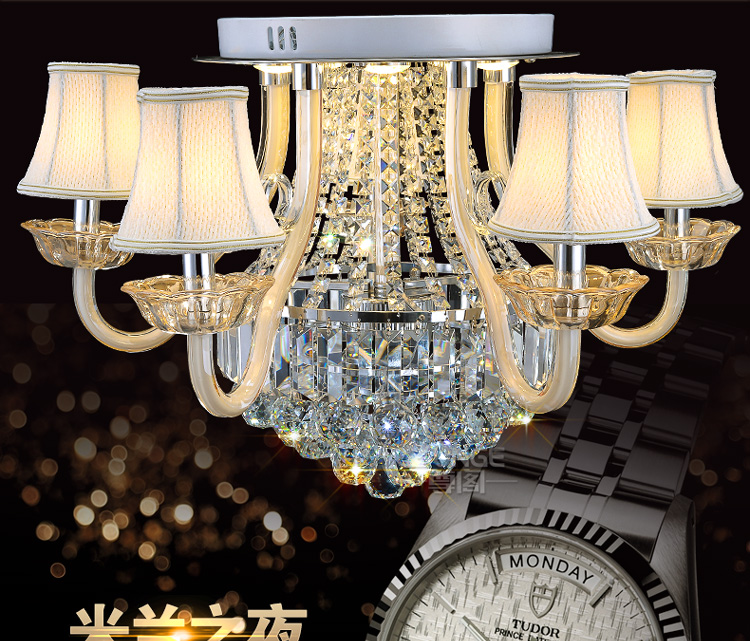 
                                        尊阁欧式原创水晶灯LED水晶吸顶灯148客厅灯卧室灯圆形灯具灯饰 标准版 5头                