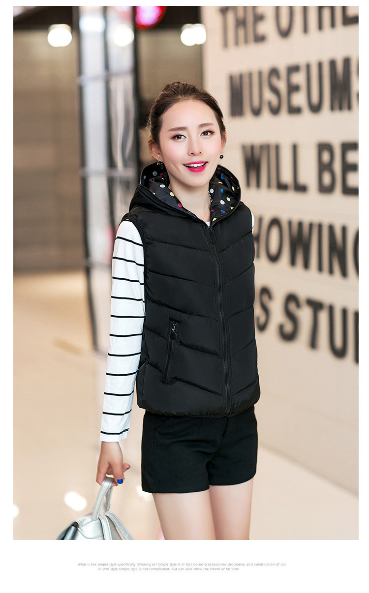 朵唯丽人 2015秋冬韩版新款时尚修身羽绒服连帽马甲女169 黑色A XL