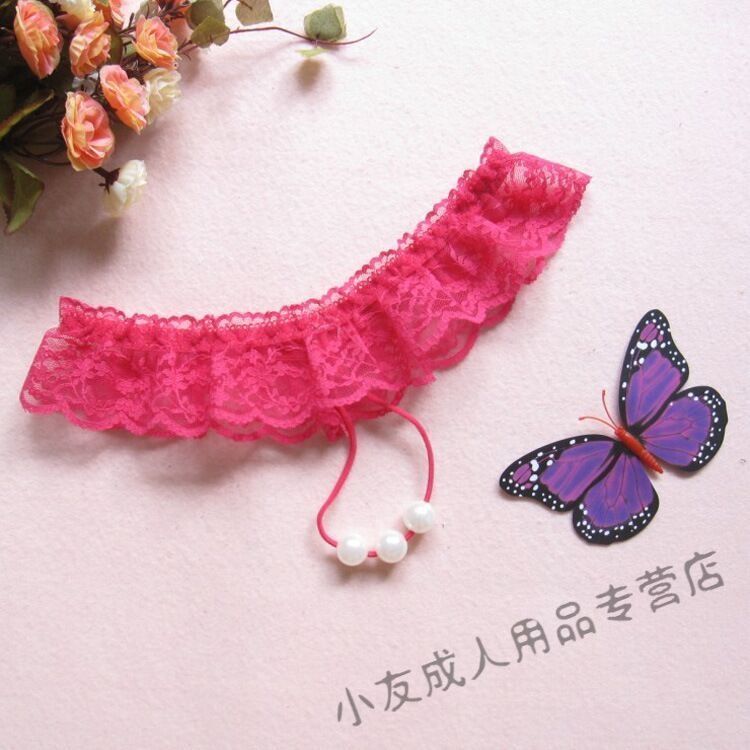 情趣内衣女开裆裤丁字裤带珍珠诱惑成人情趣用品黑色