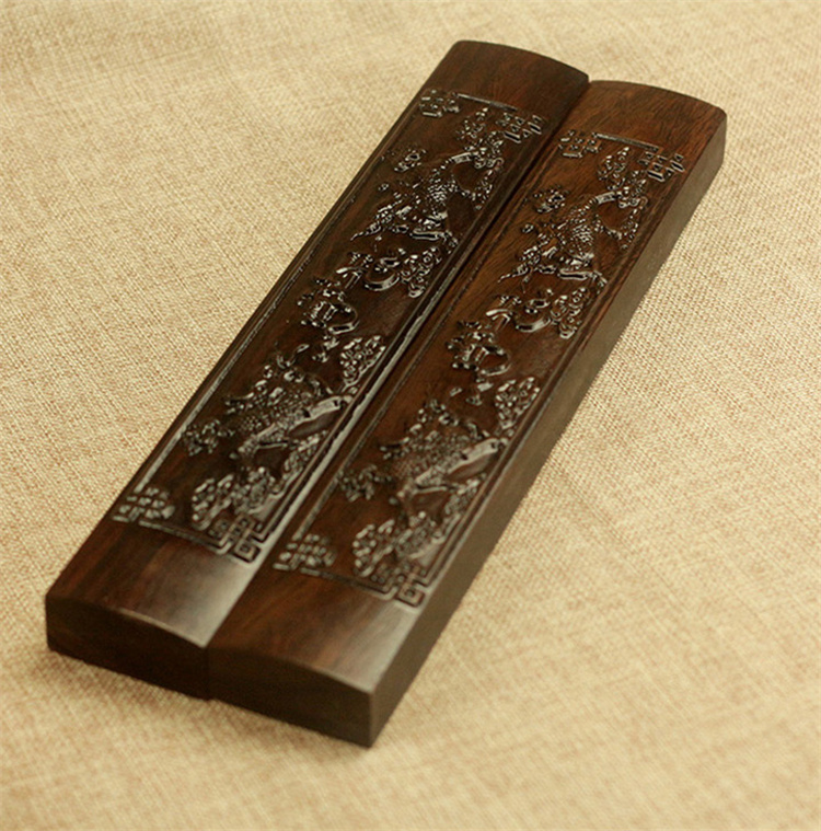 花语隆 红木镇纸黑紫檀镇尺龙凤书镇 雕刻雕花文房四宝礼品 镇纸