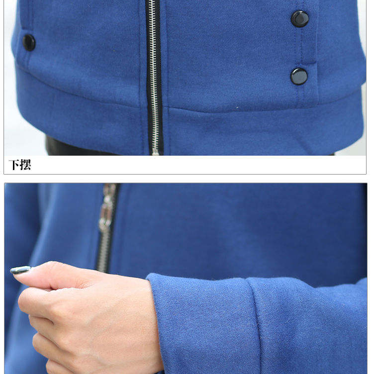 情蜜妮新款秋冬加厚韩版中长款毛内胆加厚外套开衫加绒连帽卫衣女 820-1灰色 M