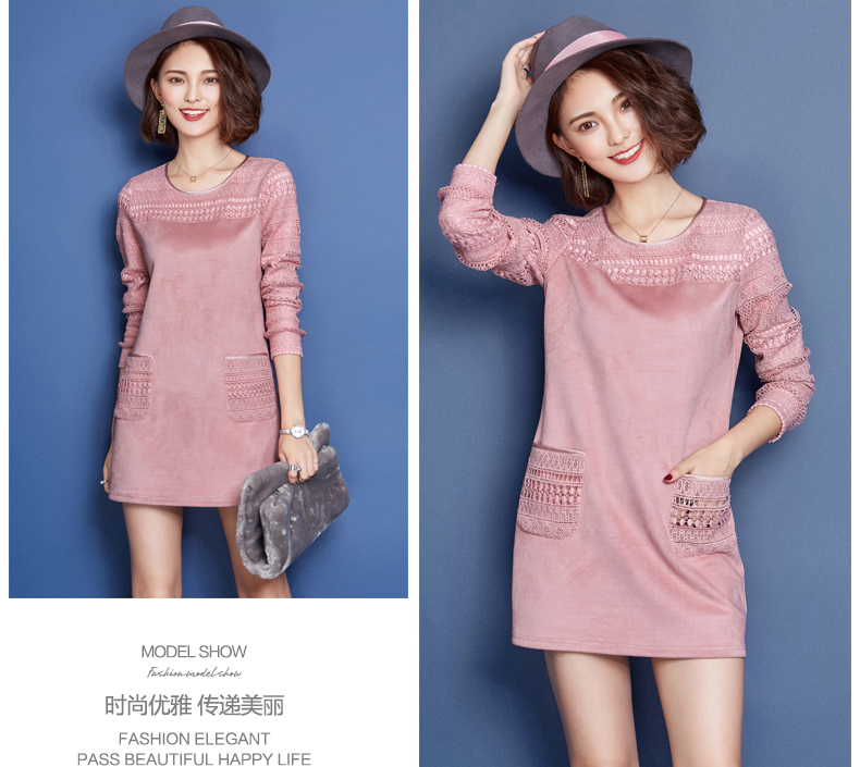 
                                        贲雅优连衣裙女2017春秋新款时尚中长款包臀显瘦衬衣领打底裙G786 酒红色 L                