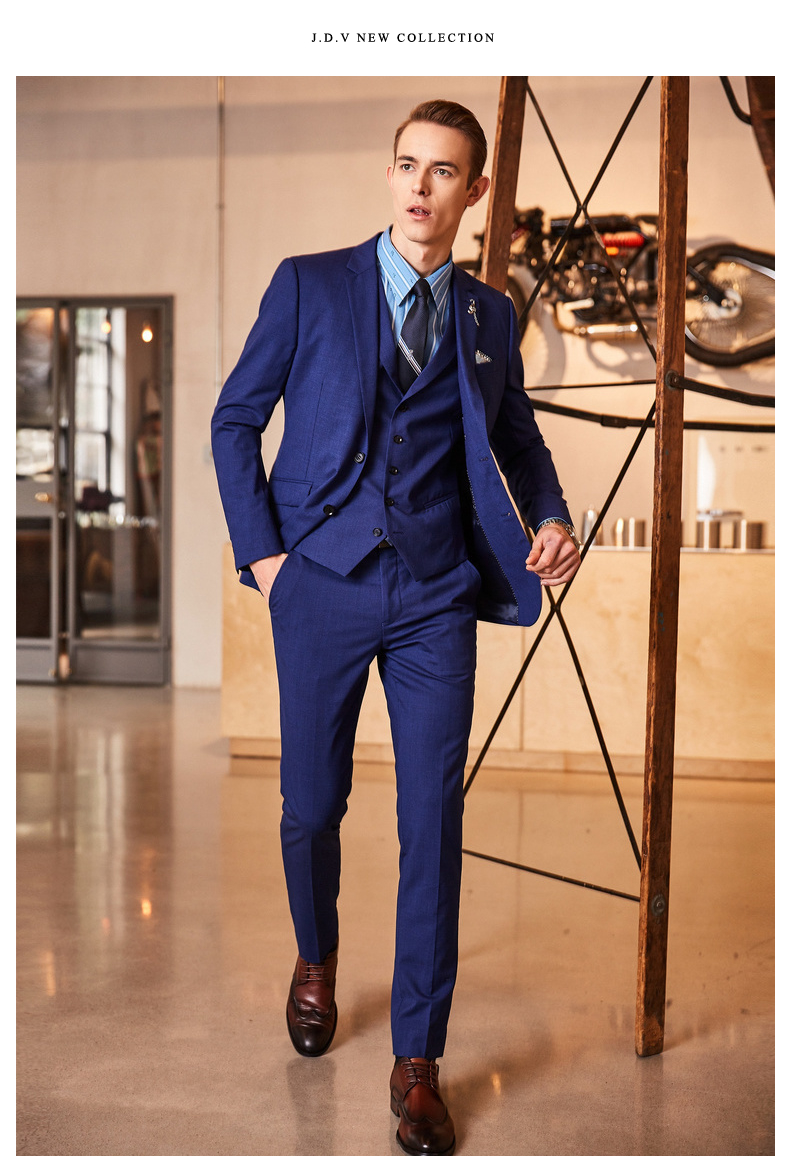 jdv男装 春季新款宝蓝正装修身男士西装西服外套 smm8029spb 宝蓝 175