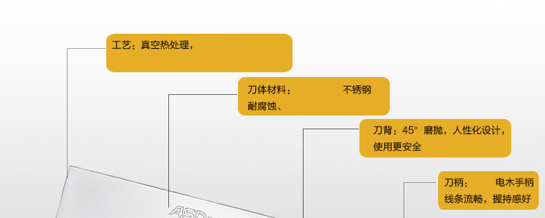 
                                        爱仕达（ASD） 爱仕达ASD刀具套装 冰锐系列不锈钢七件套组合903707                