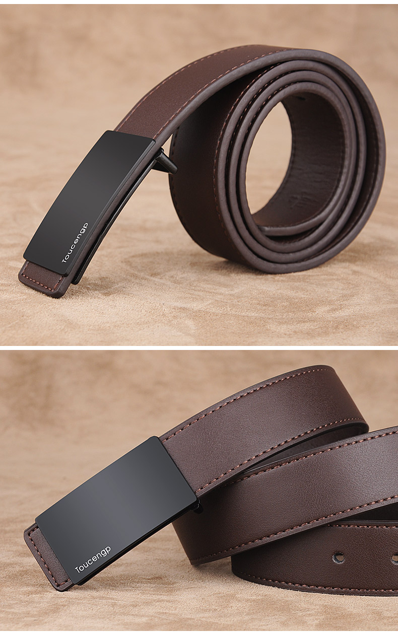 头层派平滑扣皮带男牛皮裤腰带裤袋韩版休闲光板扣时尚百搭学生少年
