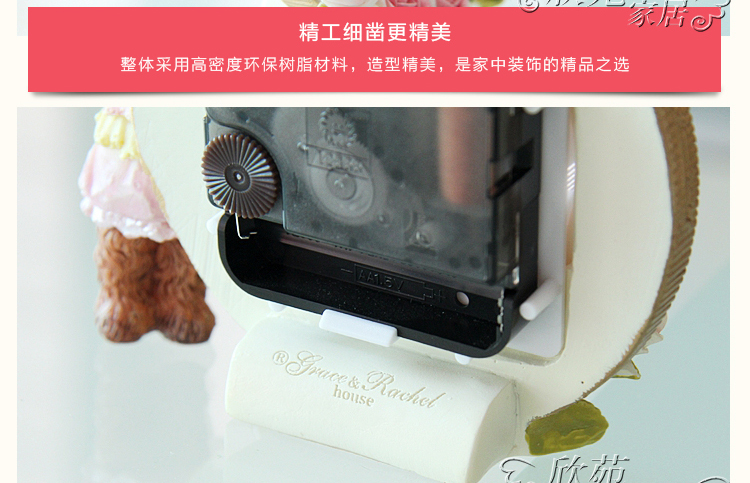 Farm House创意钟表座钟 树脂彩绘时尚钟饰 学生白领床头钟1691