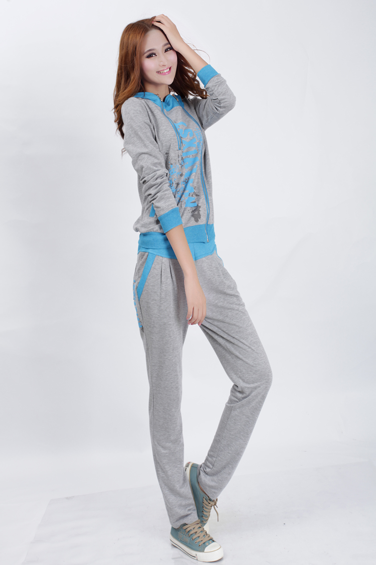 2015雅玳秋装新款韩版女装运动服休闲套装卫衣两件套 8286 紫红色 XXL